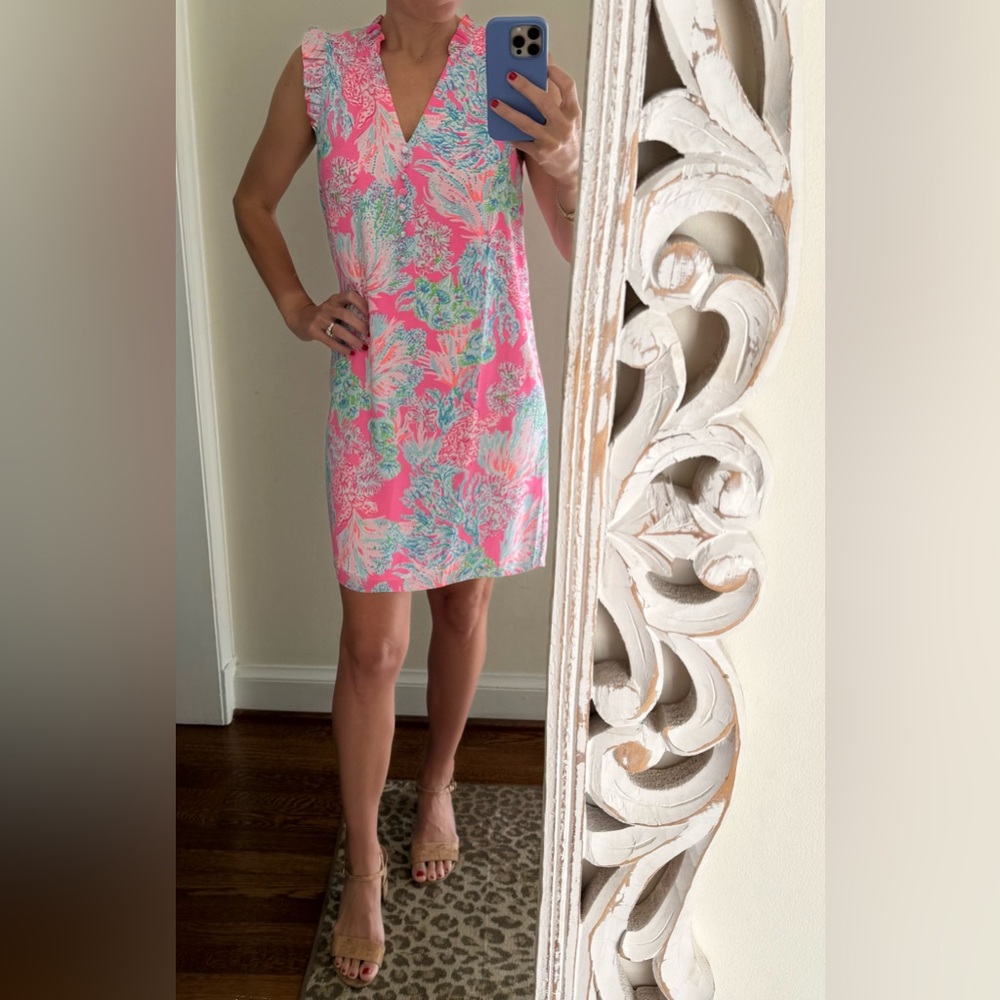 Lilly Pulitzer Cally Prosecco Pink Preppy Soft Shift Seaing Things Dress Size 6